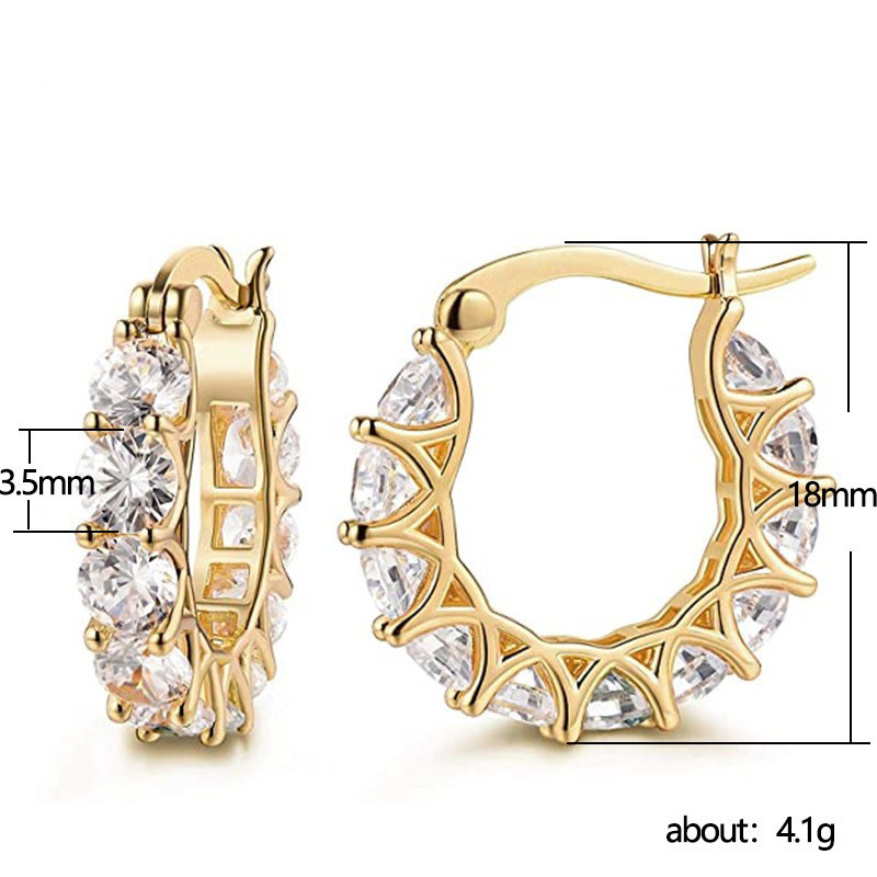 Fashionable Instagram-style Earrings For Women, French-style Full-set Zircon Lace Earrings, U-shaped Ear Hoops_voghion.com