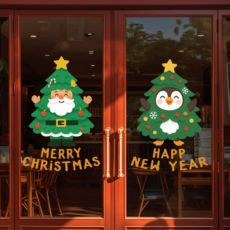 Adesivi per porte personalizzati in vetro transfrontaliero, adesivi statici per alberi di Natale, decalcomanie per centri commerciali, vetrine_voghion.com