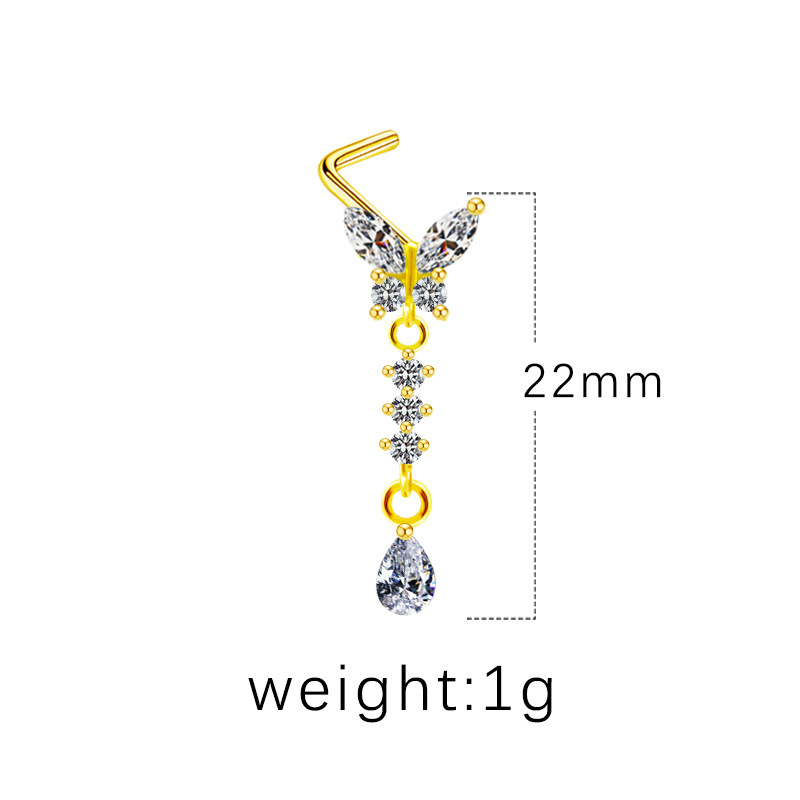 Piercing pentru nas, unghie de nas în formă de inimă, pandantiv cu cinci stele, diamant transfrontalier european și american, unghie de nas, unghie de nas, știft pentru nas_voghion.com