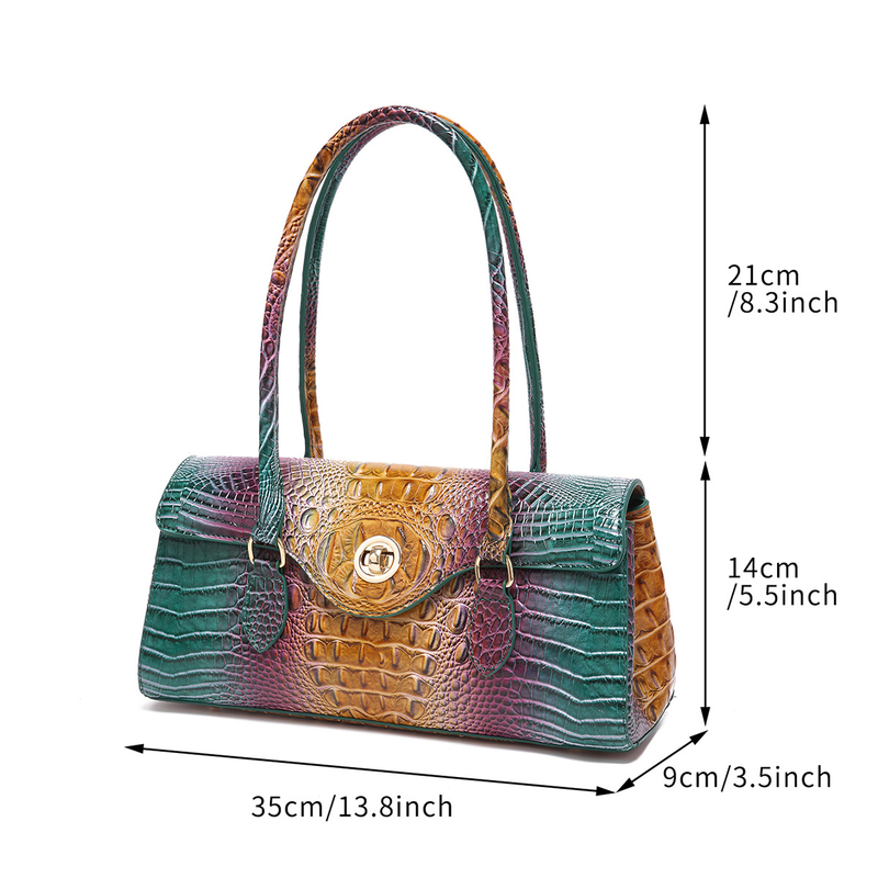 Borsa da ascella portatile retrò, da donna, con motivo a coccodrillo_voghion.com