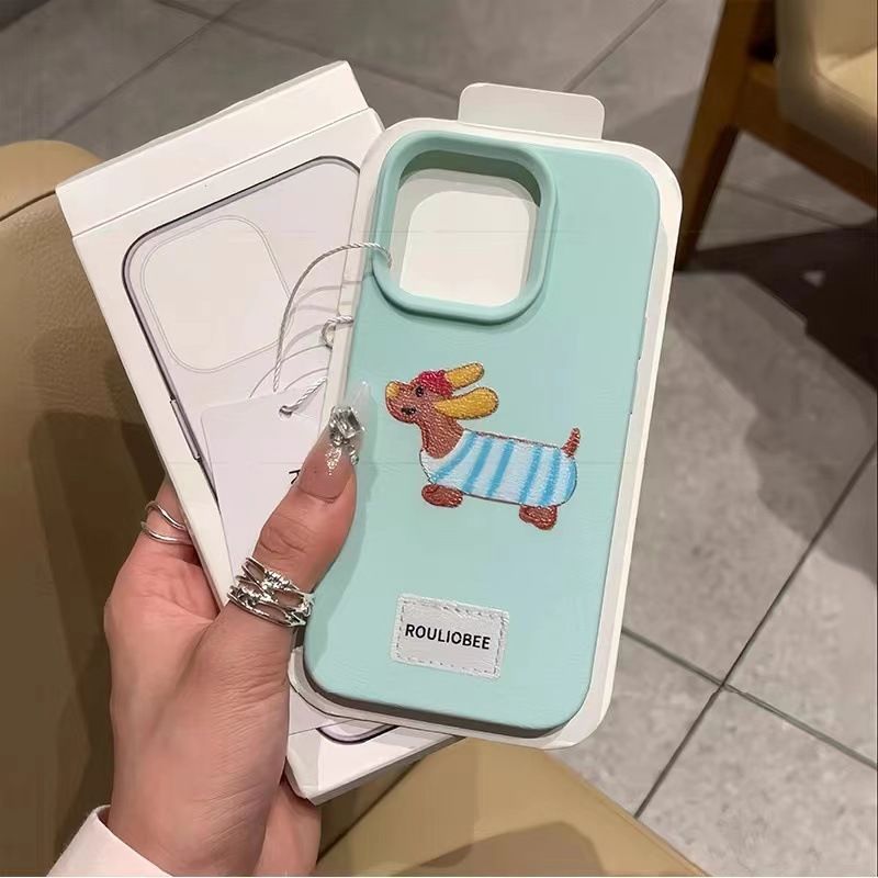 TechGlobe Dog Collection Lychee Pattern 16/15 Pro Phone 14/13/12 Custodia morbida in stile giapponese e coreano_voghion.com