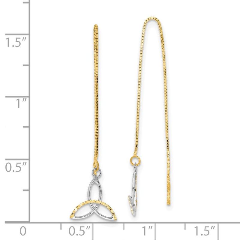 14k W/Rhodium D/C Box Chain Celtic Knot Threader Earrings_voghion.com