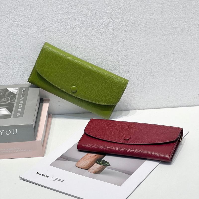 Echtes Vollrindleder Handgeldbörse, Reißverschlusstasche, langes Damenleder_voghion.com