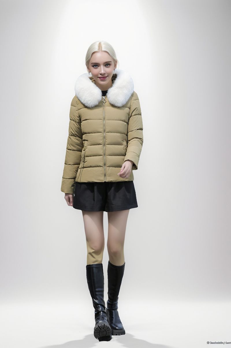 Giacca invernale da donna con grande collo in pelliccia, nuovo stile corto 2024, vestibilità slim fit, in cotone spesso_voghion.com