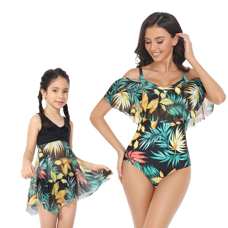 Eltern-Kind-Badeanzug, Strand-Badeanzug für Männer, kleiner und mittelgroßer Badeanzug für Jungen und Mädchen, zweiteiliger Bikini für Frauen, drei in vier_voghion.com