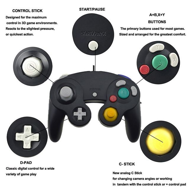 Gamecube kontrollerhez USB vezetékes kézi joystick kompatibilis Nintendo NGC GC kontrollerhez MAC számítógéphez PC gamepad_voghion.com