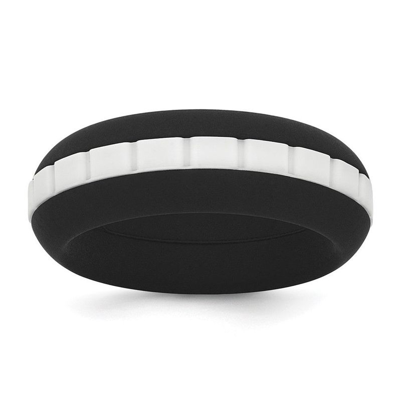 Silicone Black With White Grooved Center 7.50mm Band_voghion.com