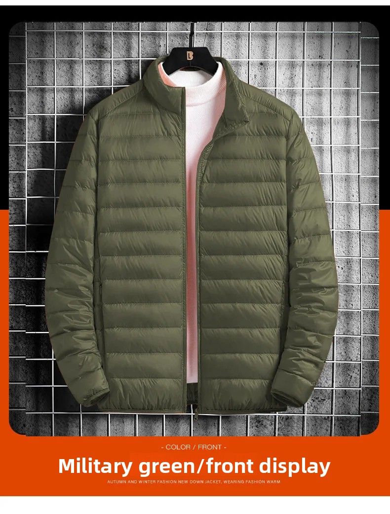 Leichte Baumwolljacke für Herren, lässig, bedruckbar, kurzer Kragen, weit geschnittener Baumwollmantel, große Oberbekleidung für Männer_voghion.com