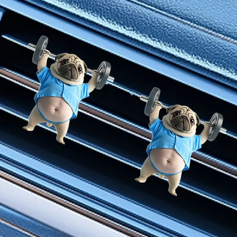2025 Cute Weightlifting Puppy Acrylic Vent Aromatherapy Clip Car Accessories Decoration_voghion.com