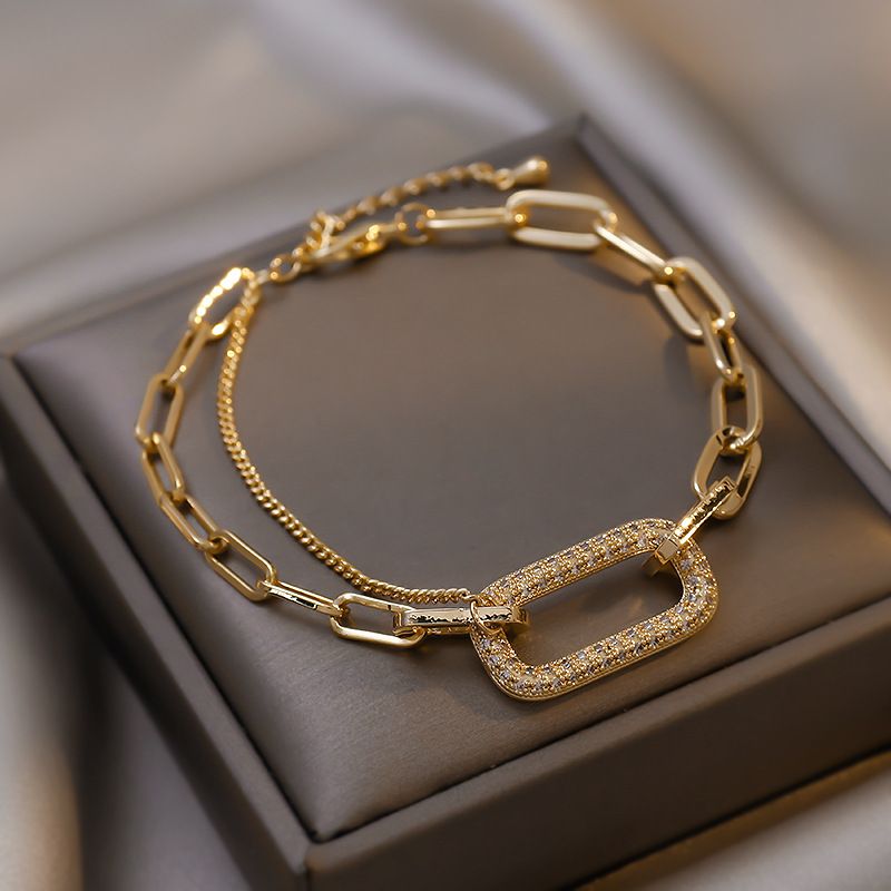 Ins Style Retro Einfache Geometrische Dia Koreanische Mode Design Kette Armband Net Promi Persönlichkeit Trendy Hand Schmuck_voghion.com