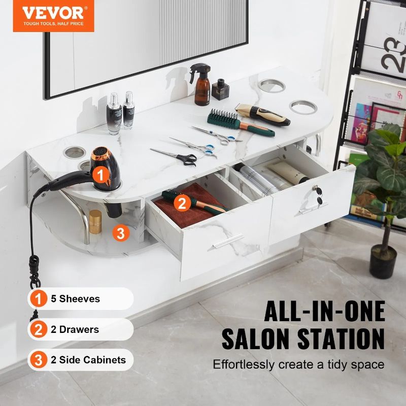 Ideal SPA Dryers WallMounted Lock Station For Barber With Hair With Shops 2 Drawers Includes Salon Equipped One For 5 Holders_voghion.com