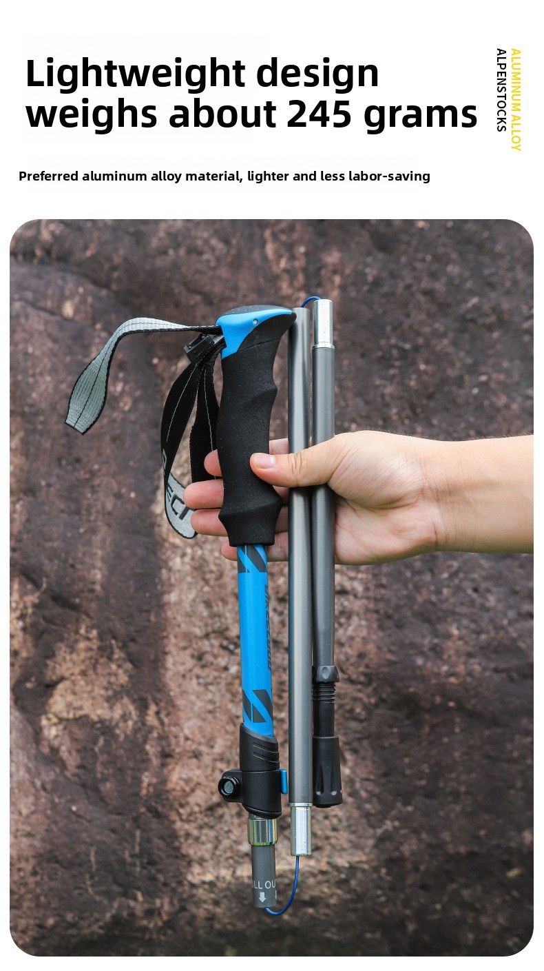 Wandering Time Trekking Walking Stick Professional Outdoor Climbing Hiking Cane Unisex Telescopic Five-Section Pole_voghion.com