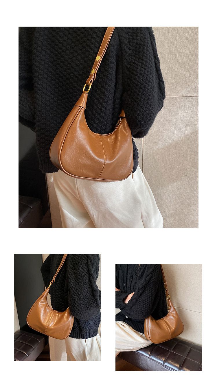 Nuevo bolso bandolera de piel encerada con aceite, textura única y versátil, estilo coreano, para mujer._voghion.com