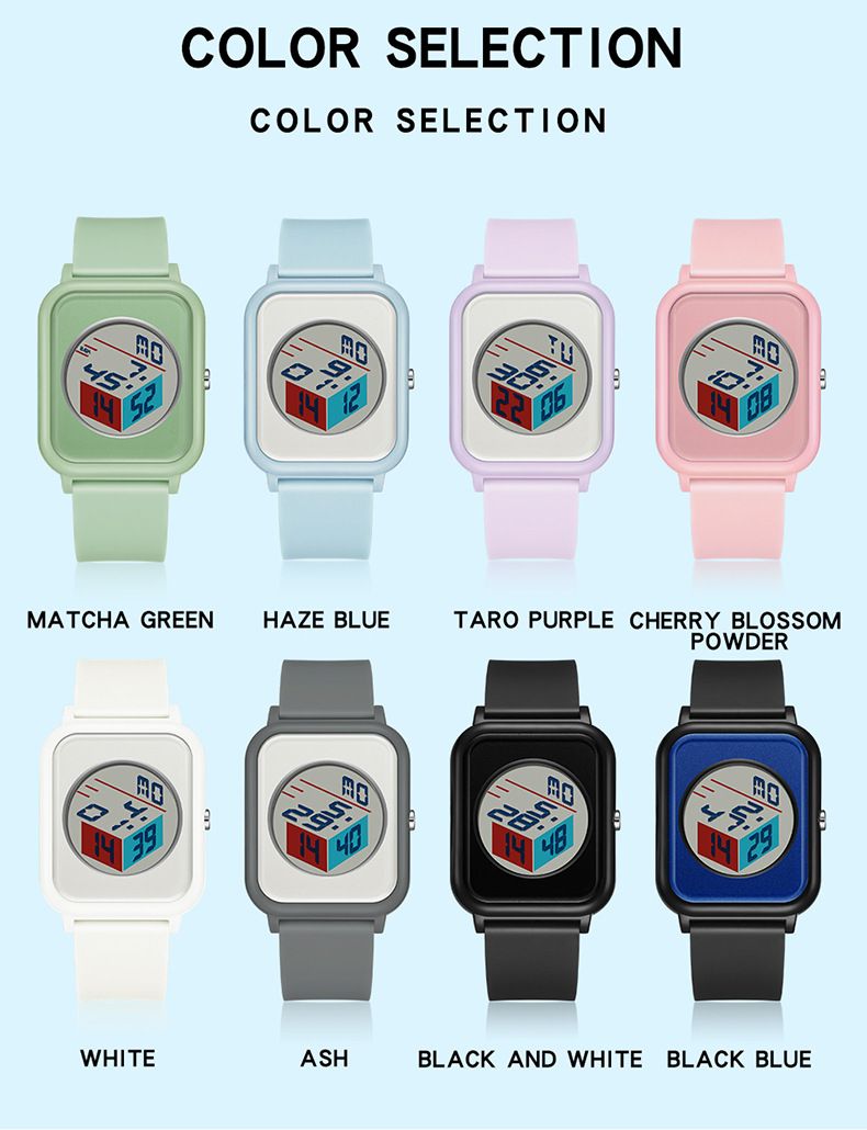 Modern Square Digital Watch With LED Backlight, Waterproof & Lightweight Design For Students And Casual Wear Luminous Leisure Watch_voghion.com