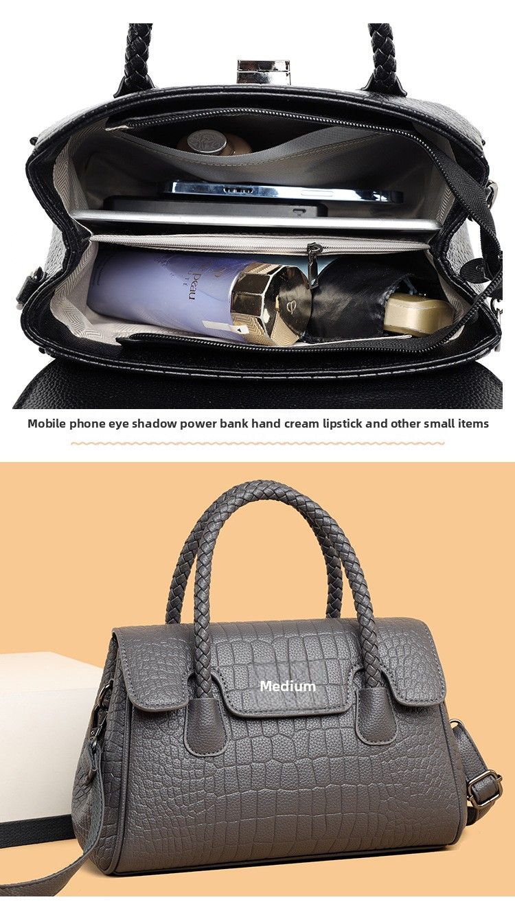 Borsa a tracolla in pelle morbida ed elegante, con tracolla intrecciata, per donne, 2025, nuova, alla moda, per mamme di mezza età_voghion.com