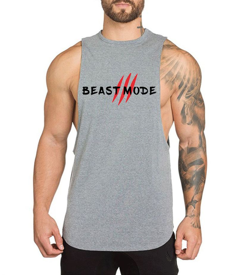 Muscle Brothers Sports Sleeveless Loose Fitness Running Breathable Training English Cotton Vest_voghion.com