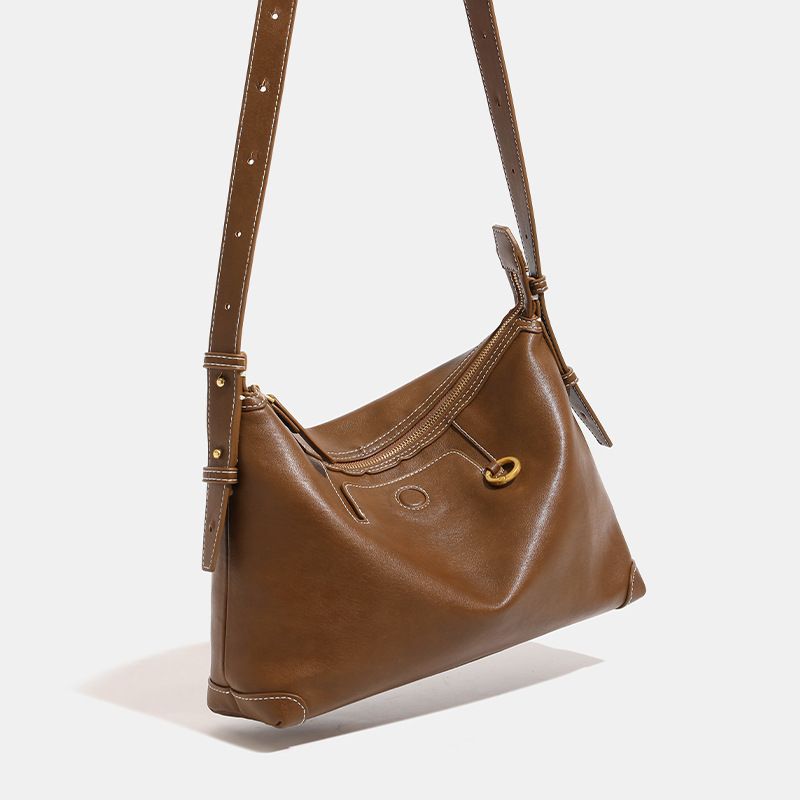 Trace Vegetable Tanned Leather Texture Hobo For Women Suede Underarm Commuter Dumpling Single Shoulder Crossbody Bag_voghion.com