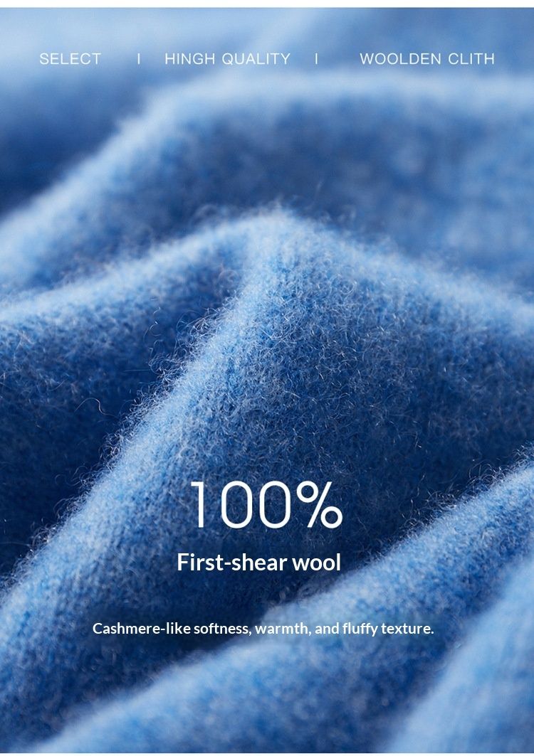 Pure Autumn Winter Pure 100% Wool Half Turtleneck Pullover Thickened Plus Size Cashmere Sweater Men Inner Layer Base Shirt_voghion.com