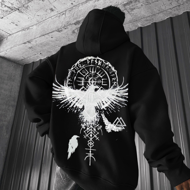 Herenkleding Losse herenmode hoodie met totemprint_voghion.com