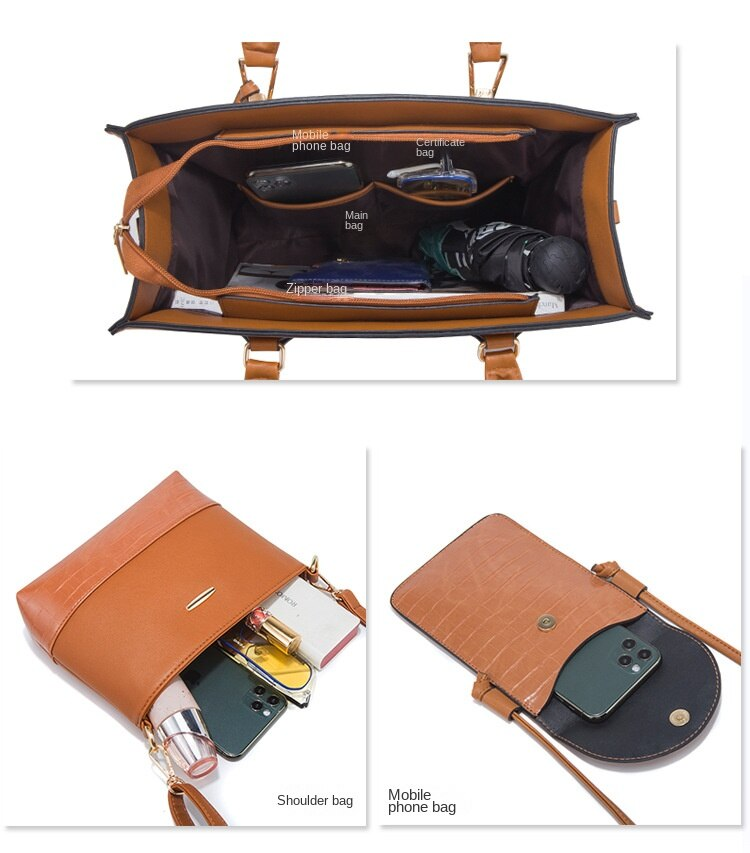 Borsa a tracolla Nuova borsa a tracolla alla moda e alla moda Borsa da donna a quattro pezzi con motivo a coccodrillo retrò_voghion.com