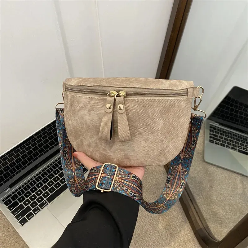 Borsa a tracolla da donna in pelle PU, elegante, con tracolla larga, tinta unita, marsupio alla moda, 250806_voghion.com