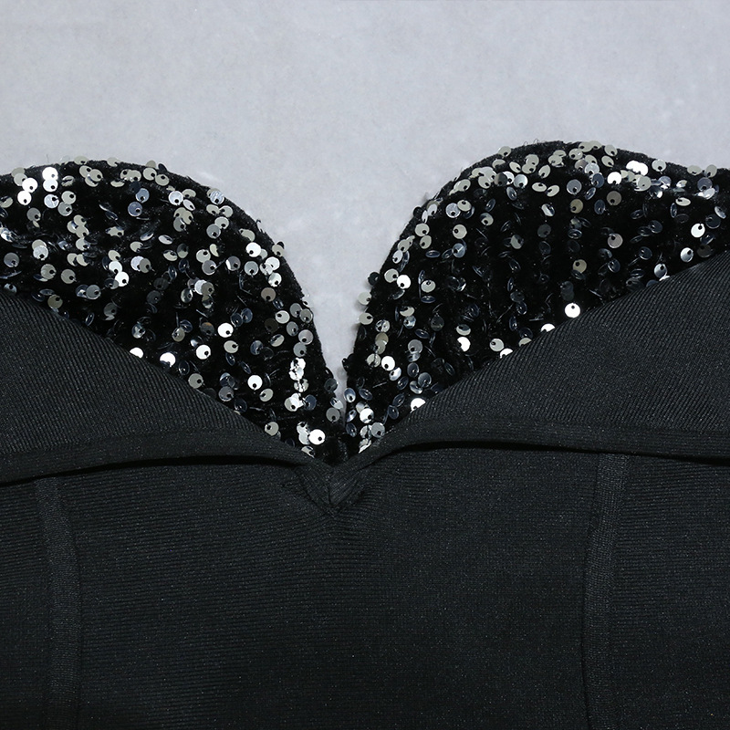 Abito da donna da donna con temperamento mondana foderato in mattoni, tubino nero, design di nicchia, abito da sera per banchetti dimagrante di fascia alta_voghion.com