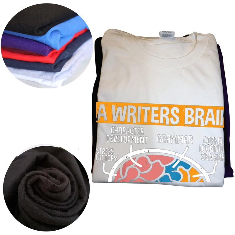 Writing Published Author Book Writers Brain T Shirts Summer Style Graphic Cotton Streetwear Short Sleeve Birthday Gifts_voghion.com