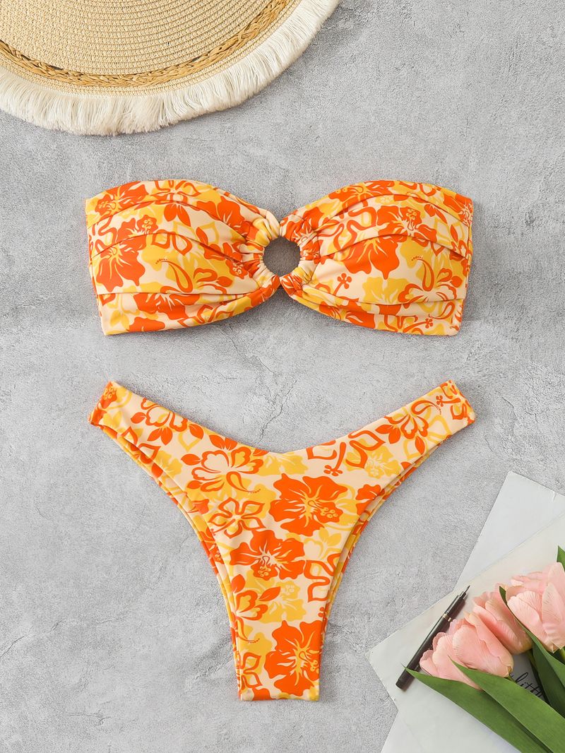 Îmbrăcăminte pentru femei Costume de baie pentru femei, stil nou, cu top tubular, pliat cu inel, drăguț, fără spate, bikini, vară, plajă_voghion.com