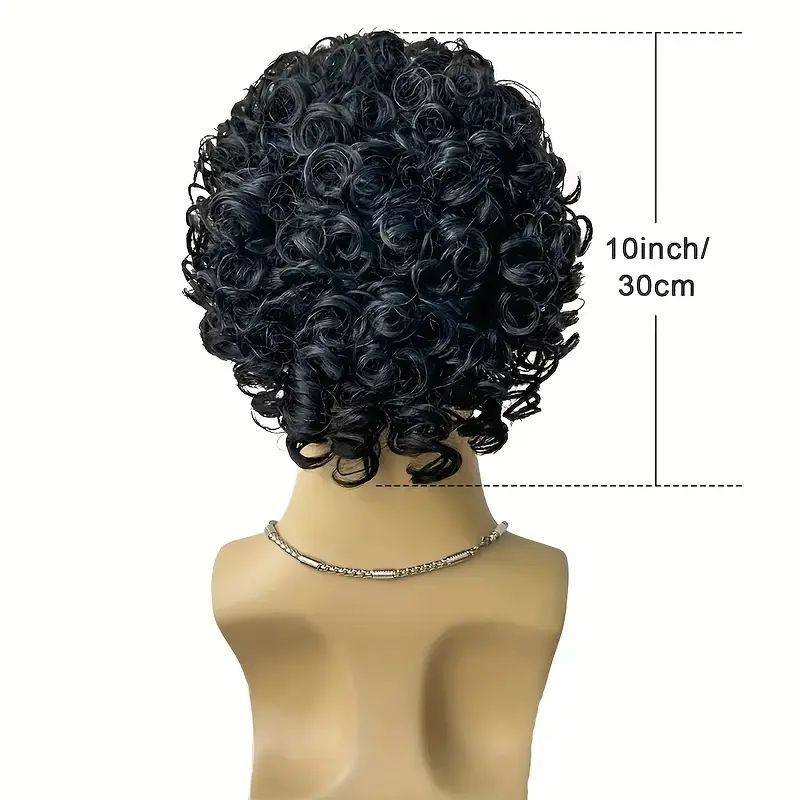 Kairuisi Men's Afro Short Curly Wig - 1B# Black Synthetic Heat Resistant Fiber With Rose Net Cap For Natural Look_voghion.com