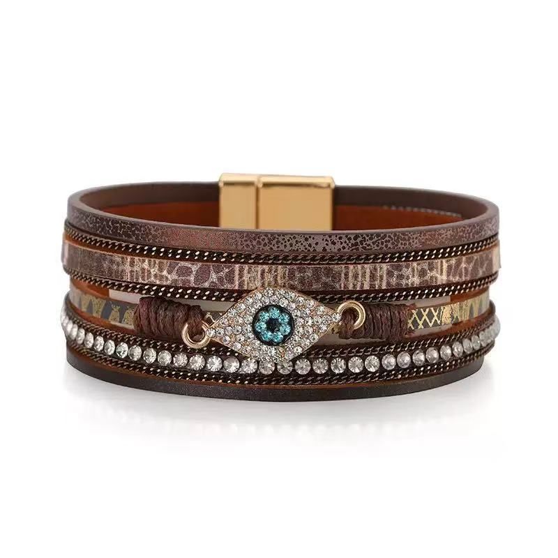 Boheemse leren armband met magnetische sluiting_voghion.com