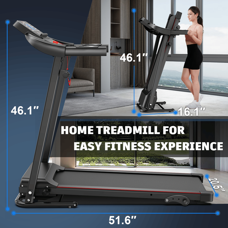OBENSKY Treadmill With Adjustable Incline Folding Treadmill For Home 2.5 HP 12 Preset For Home Use 7.5 Mph Range_voghion.com