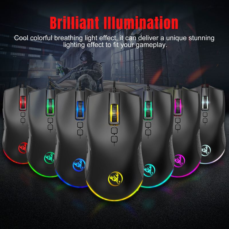 Digitex Digitex A883 Colorful Glowing 7D Gaming Wired Mouse 6400dpi Adjustable Supports Macro Programming In Stock_voghion.com