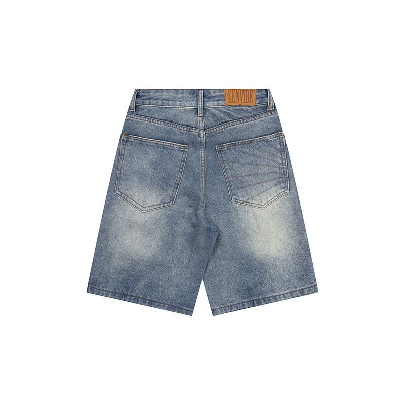 Herrenbekleidung Dekonstruierte, gewaschene, abgenutzte Arbeitskleidungs-Jeansshorts für Männer und Frauen Retro-Shorts mit lockerer, gerader Passform_voghion.com