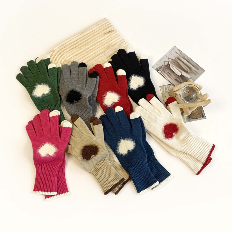 Teléfono de invierno para mujer, de color sólido, abierto, con pantalla táctil, tejido de lana gruesa, cálido, moderno, edición coreana_voghion.com