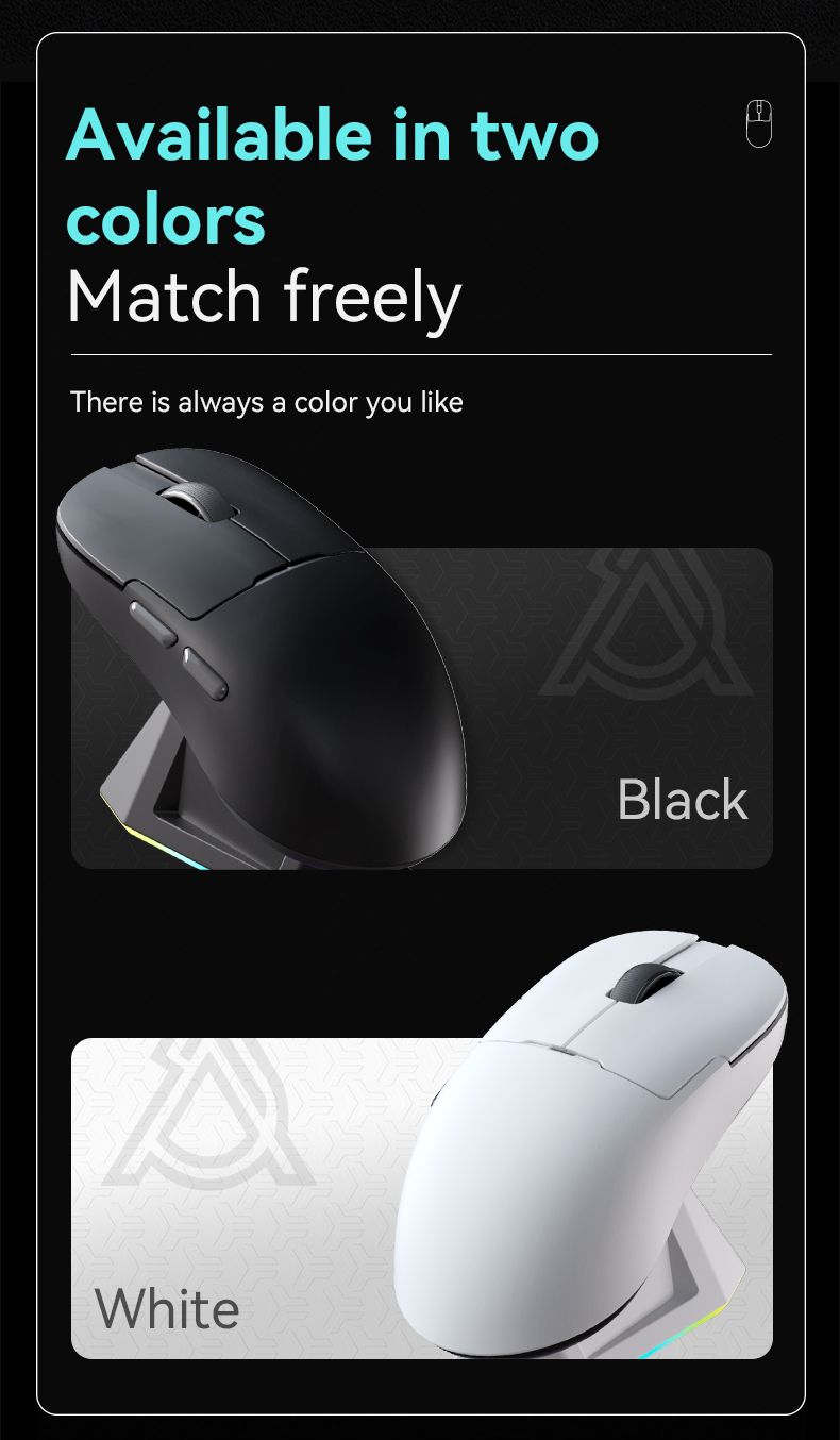 AZZ 59P MC Tri-mode Wired BT Wireless With Magnetic Charging Base Max 12000DPI Gaming Mouse For PC_voghion.com