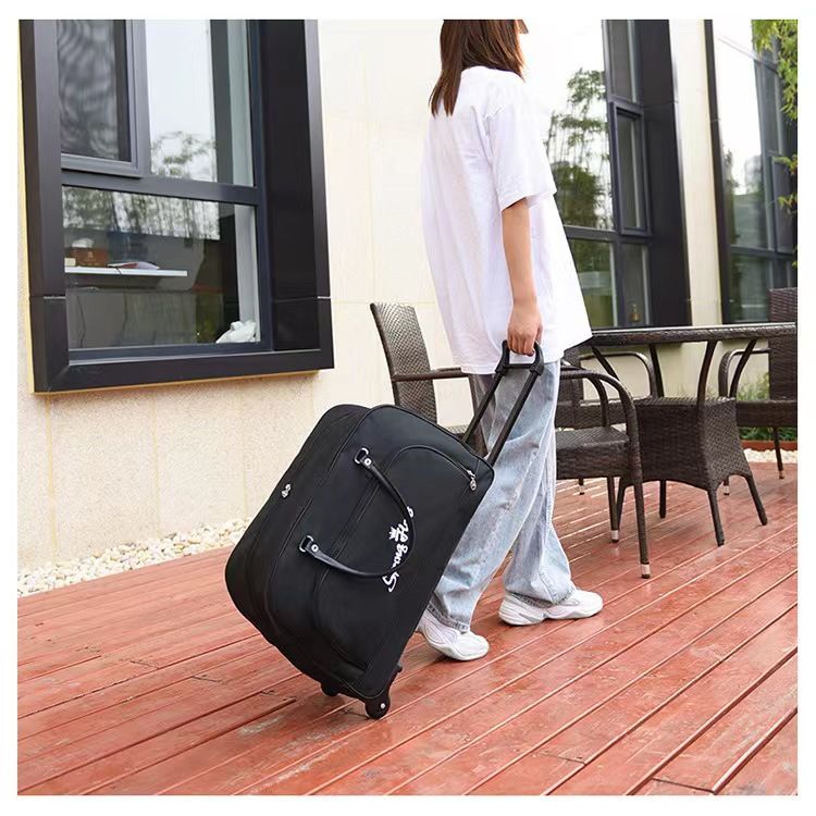 Sac de rangement pliable de grande capacité avec roulettes, sac souple et portable pour voyage, pour hommes et femmes_voghion.com