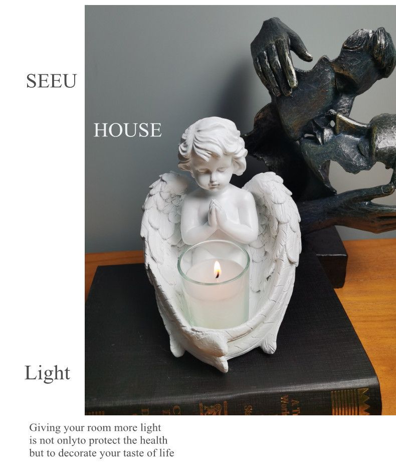 Neu Engel Kerzenhalter Ornament Nordic Stil Zu Hause Desktop Lagerung Dekoration Harz Handwerk_voghion.com
