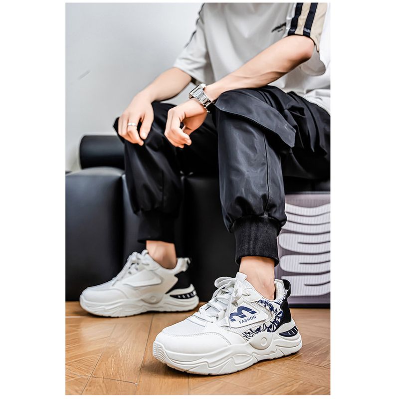 Sommer Neue Atmungsaktive Mesh Sneakers Herren Trendy Vielseitige Weiße Dicke Sohle Casual Dad Schuhe Männer_voghion.com