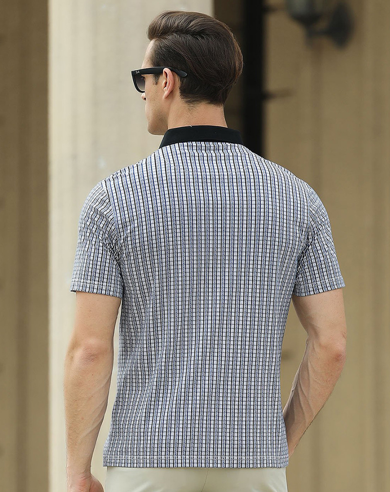 Comfortable and stylish with ribbed lapel men's short-sleeved T-shirt men's Polo shirt men_voghion.com