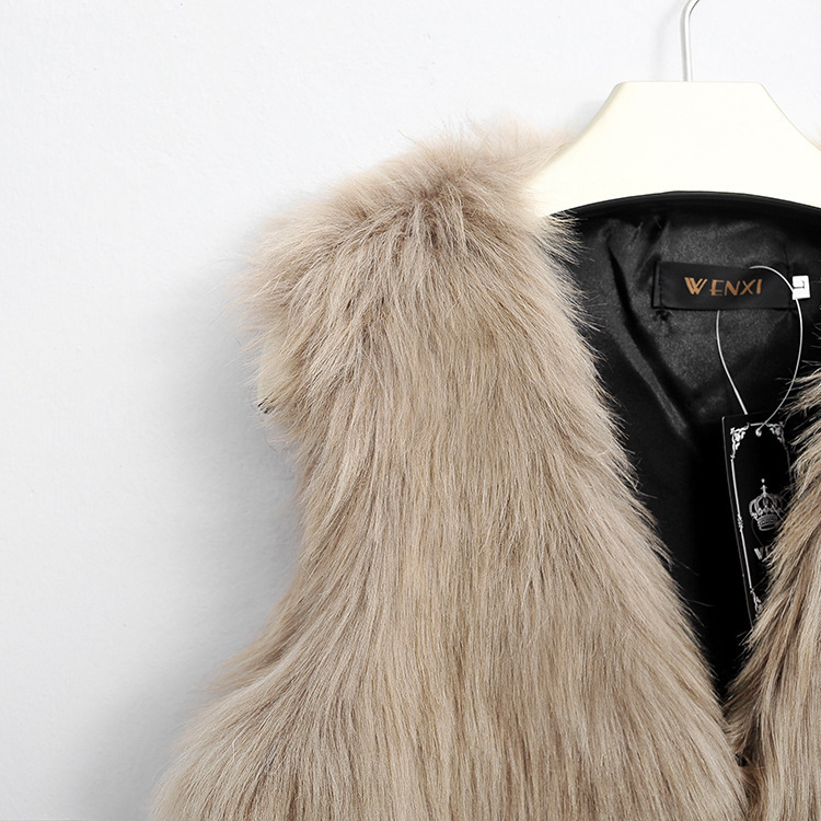 Kunstfellimitat Fuchsfellimitat Fell Damen Herbst und Winter kurze Weste Jacke_voghion.com