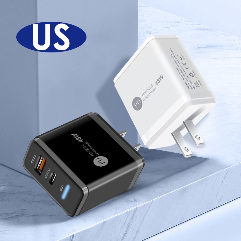 PD48W fast charging mobile phone 5V5A British standard PD+USB multi port LED light adapter charger_voghion.com
