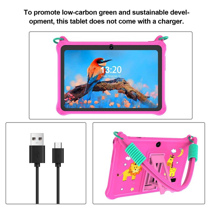 7 Inch Kids Tablet With Protective Silicone Case & Lanyard, Android OS, 32GB Storage, 7-9 Hour Battery - Fun & Durable Learning Companion_voghion.com