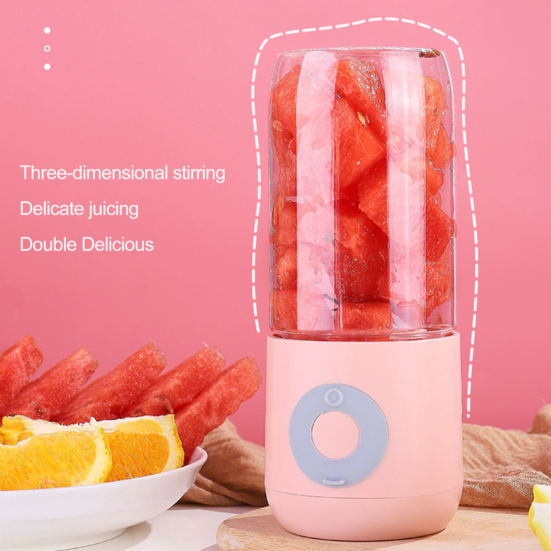 Langmayue Electric Juicer Rotation Συμπαγές μέγεθος Σχέδιο Sharp Blade Επαναφορτιζόμενο Mini Electric Fruit Blender Ασύρματο αποχυμωτή-Λευκό_voghion.com