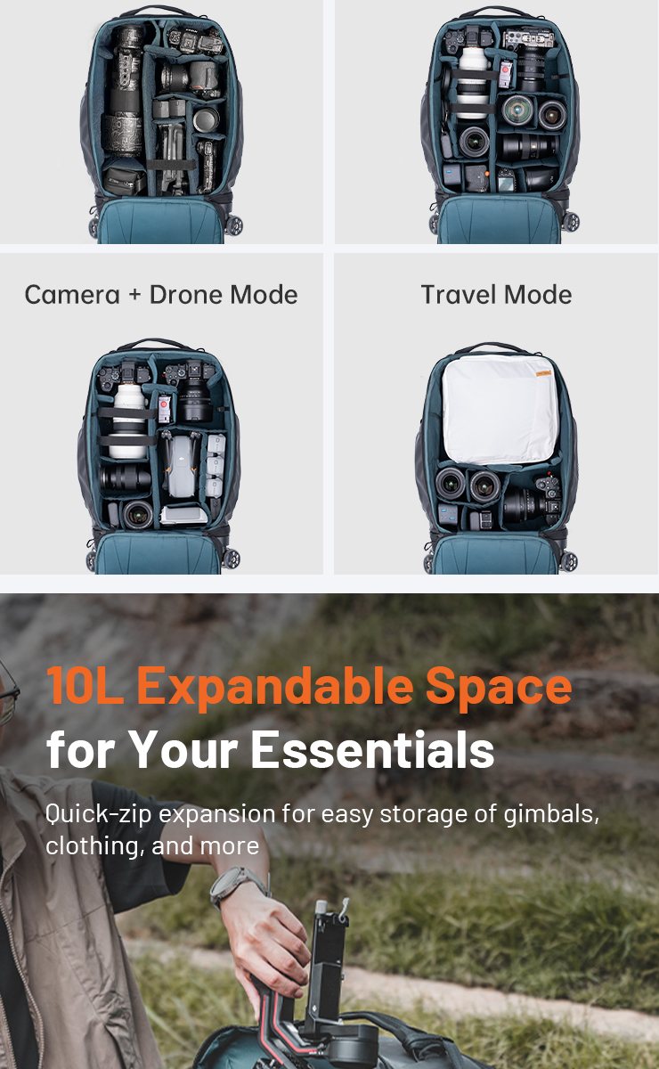 2-in-1 Camera Backpack With Wheels, DSLR/SLR/Mirrorless Bag For Travel Photographers, Rolling Lage With Tripod &_voghion.com