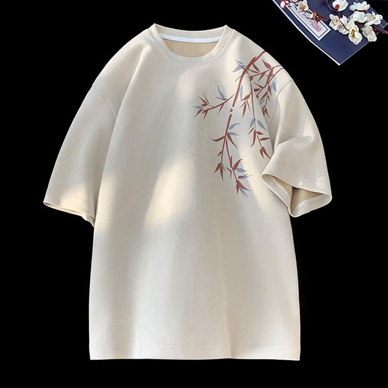 Maglietta estiva con stampa in pelle scamosciata Five-In-A-Cent, nuova e alla moda, ampia, girocollo, manica corta_voghion.com