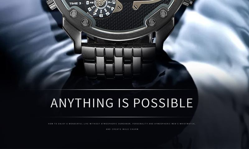 Men's Classic Casual GMT Watch With Alloy Strap - Large Dial Quartz Watch For Men Classic Casual Personality Large Dial Dual Time Zone Alloy Belt_voghion.com