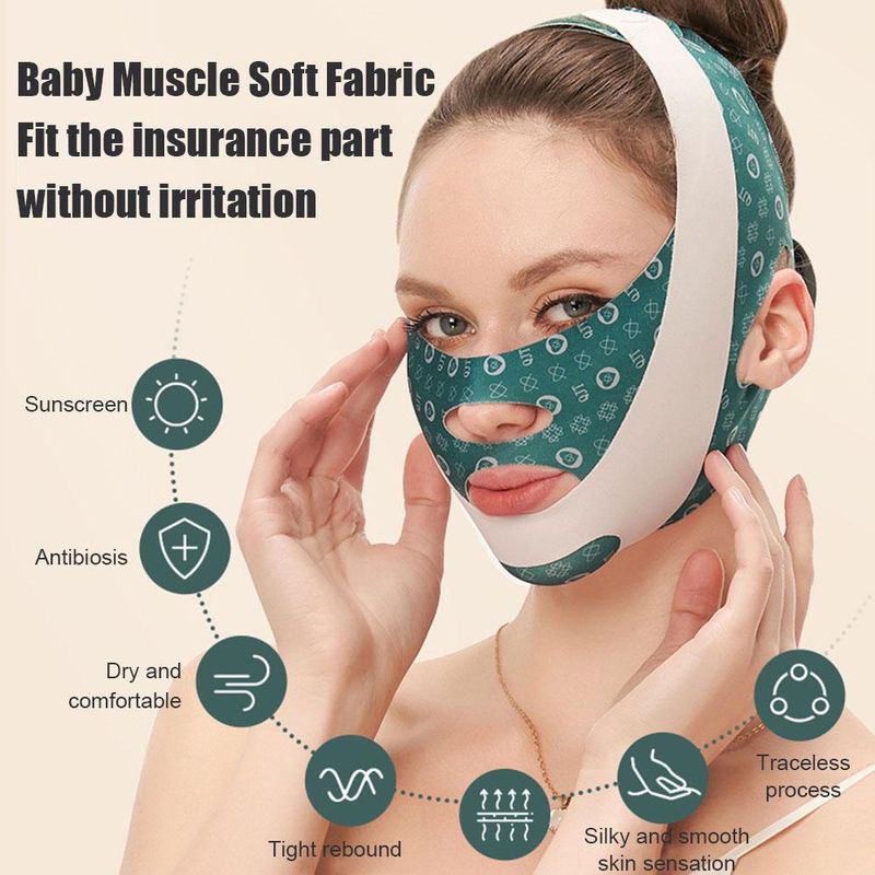 Vendaje facial ajustable en forma de V, cinturón de elevación, reduce la papada, esculpe el rostro, mascarilla para dormir, herramienta para el cuidado facial, cintas de estiramiento facial_voghion.com