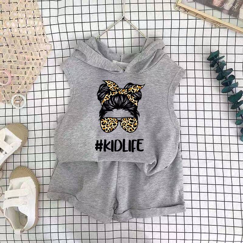 Children's Clothing 2025 New Girls Shorts Suit Hooded Two Piece Korean Style Fashion Cartoon Vest Trend_voghion.com