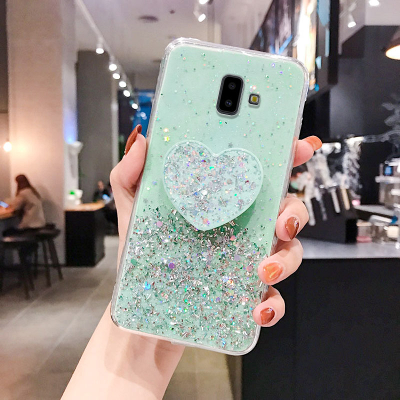 For Samsung A7 2018 Case Luxury Bling Glitter Cover On Samsung Galaxy A52 A72 A32 A51 A71 A70 A50 A21S A12 Heart Holder _voghion.com