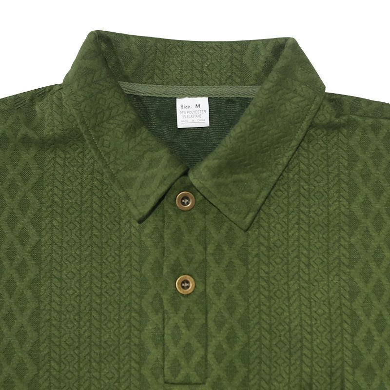 American Oversize Jacquard Strick-T-Shirt mit Umlegekragen für Herren, Sommer, lockere Passform, vielseitiges Oberteil_voghion.com